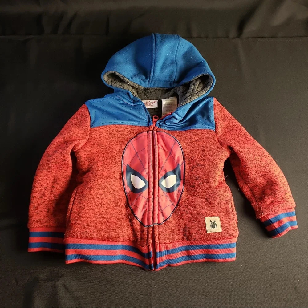Marvel Spiderman Sherpa Lined Full Zip Hoodie Boy’s 3T - Picture 1 of 4